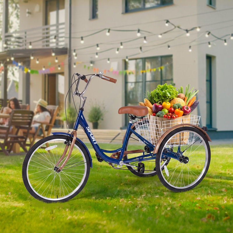 Tricycle adulte 7 vitesses, 3 roues, 26 pouces pour adultes