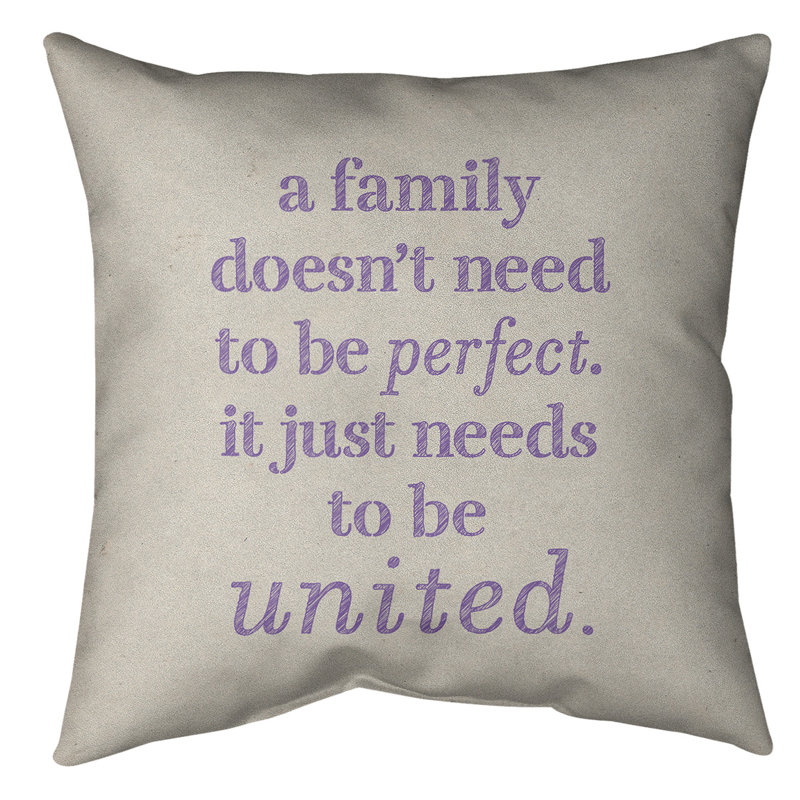 Coussin de sol Family Love, Blanc / Mauve, H 36 po x l 36 po