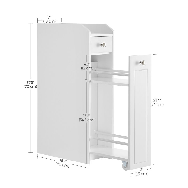 Small Bathroom Storage Cabinet With Slide Out Drawers, White