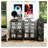 35.8" High Media Storage Cabinet with Wheels, Black Metal AV Stereo Console with Adjustable Shelves