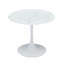 Mid-Century Dining Set With Round Pedestal Dining Table With Metal Base And Swivel Upholstered Barrel Back Dining Chairs For Kitchen/Dining Room-157147692-157147693