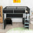 1 Drawer Gaming Loft Bed with LED Desk & Charging station, Storage Ladder, Pegboard and Guardrails-128988022-128988025