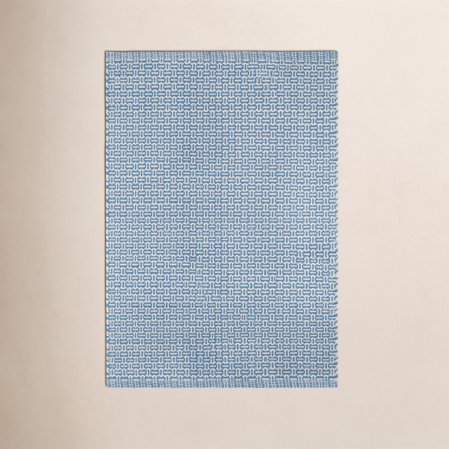 Miss Muffet Hand-Woven Geometric Cotton Rug, Rectangle 3' x 5', French Blue