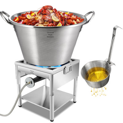 Arc 69Qt Stainless Steel Mexican Cazo Para Carnitas Set, 200,000Btu Protable Propane Burner,25" Outdoor Wok With 11.8" Fry Strainer Basket, Great For Carnitas, Braising, Seafood Boiling