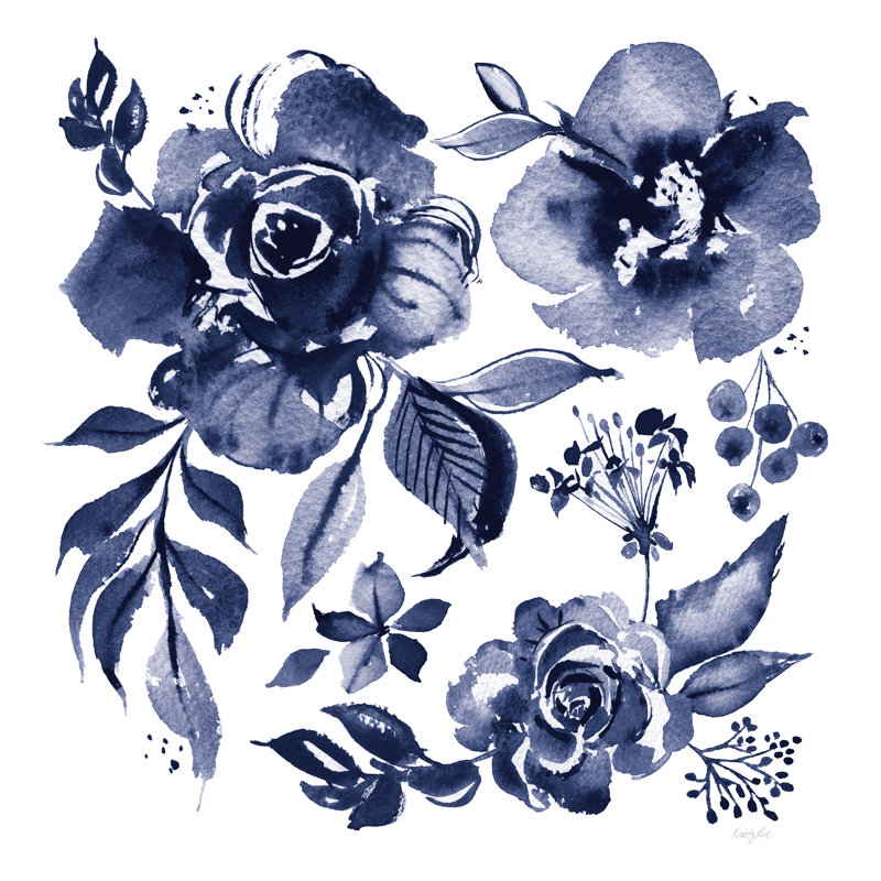 Delft Delight III DB No Words by Kristy Rice - Wrapped Canvas Painting, 30cm H x 30cm W
