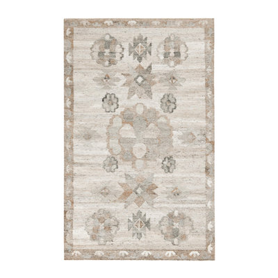 Ardeth Hand Woven Recycled P.E.T Geometric Area Rug in Gray/Brown/Ivory