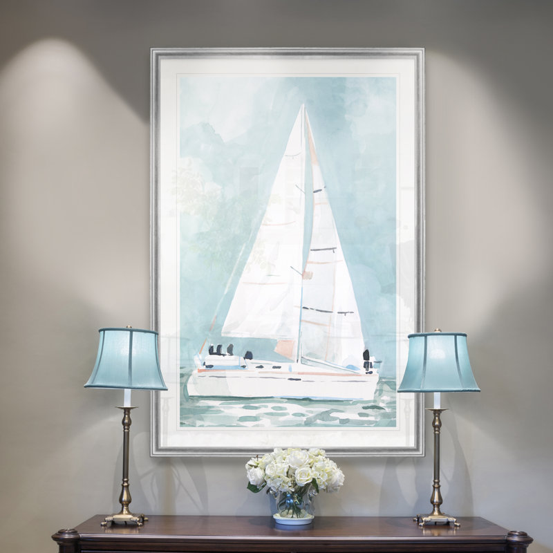 «Soft Sailboat I», reproduction d'art sur toile, H 18,5 po x l 24,5 po x P 1,5 po, Cadre argenté