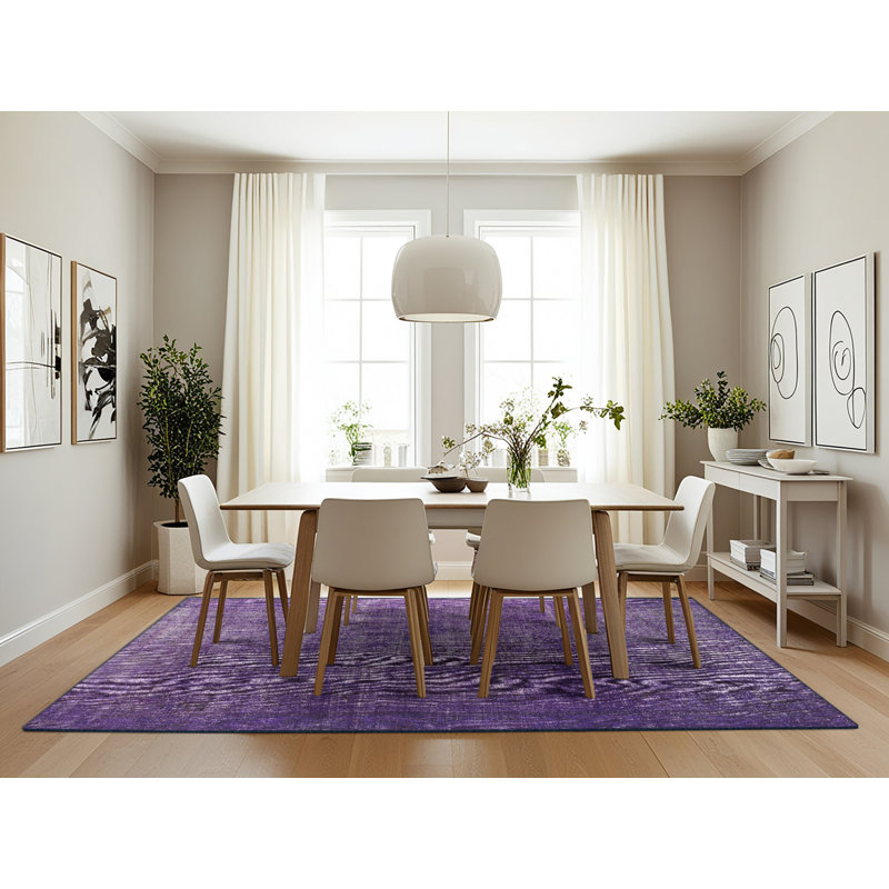 Tapis de zone mauve contemporaine, Rectangle 7 pi x 10 pi