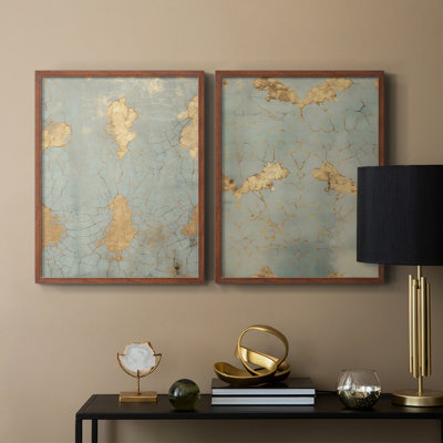 «Vintage Abstract Print», reproduction encadrée de qualité supérieure - prête à être accrochée - aucun clou requis - aucun clou requis