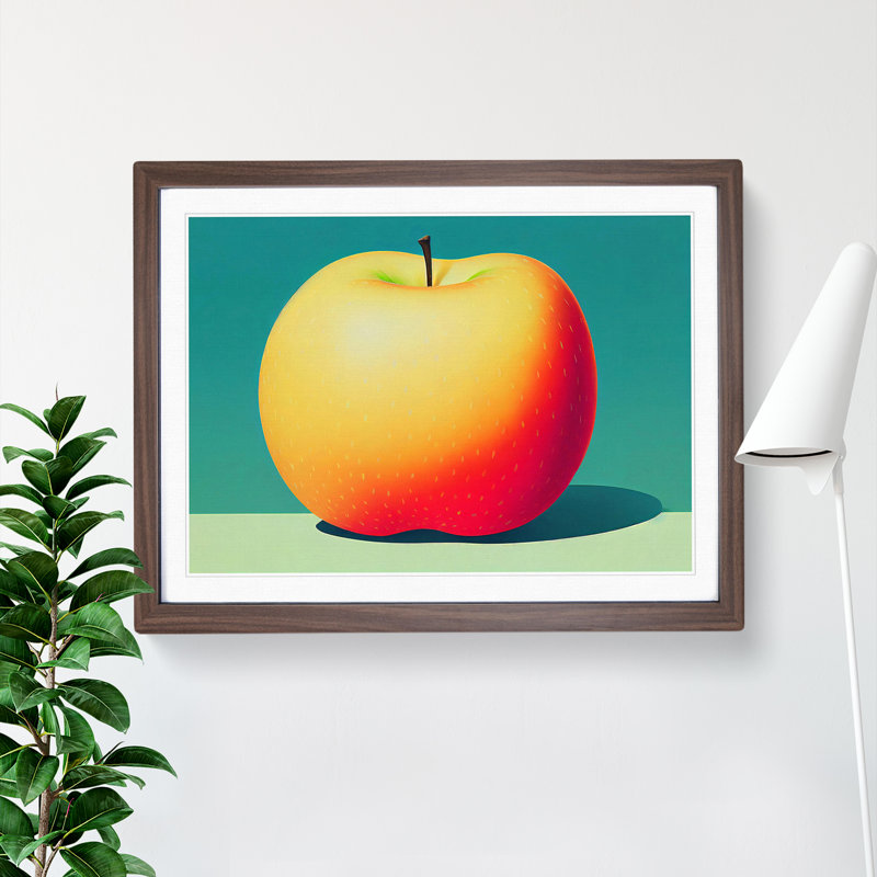 Single Apple Fruit Vol.2 - Print, Walnut Framed, 25cm H x 34cm W x 2cm D