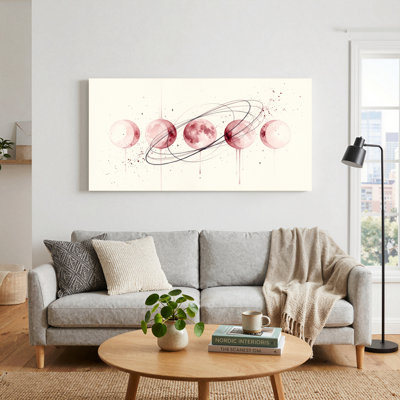 Ensemble de 1 tableau sur toile « Planètes roses »