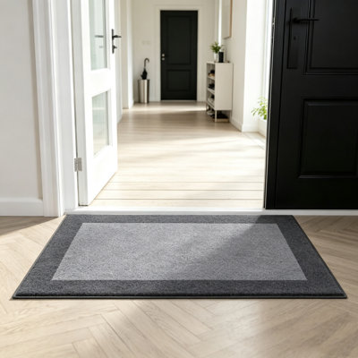 Tapis d'entrée bicolore gris imitation cachemire 60 x 90 cm, résistant à l'usure et aux taches, idéal pour la salle de bain ou l'entrée, ensemble de 2.