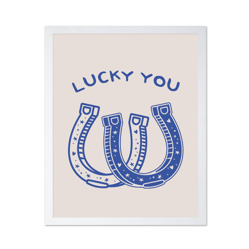 Bleu Lucky You, Affiche, H 24 po x l 32 po, Encadrement blanc