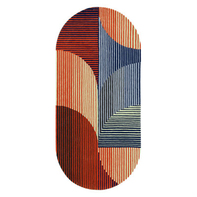 Minimalist and Geometric European Style Multicolor Woven Base Washable Rug