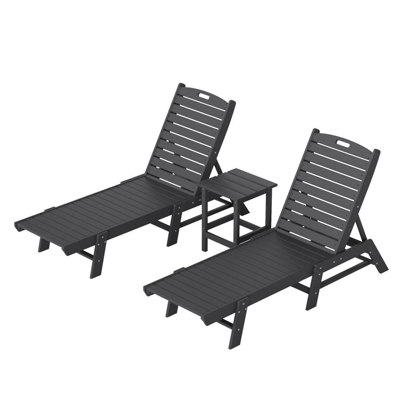 Chaise longue inclinable longue de 78,2 po avec table Laguna, gris