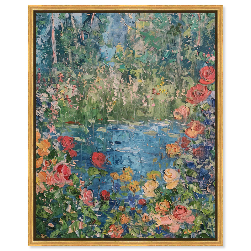 Impression sur toile Pond Pond par Art Remedy, Cadre flottant doré, H 25 po x l 21 po