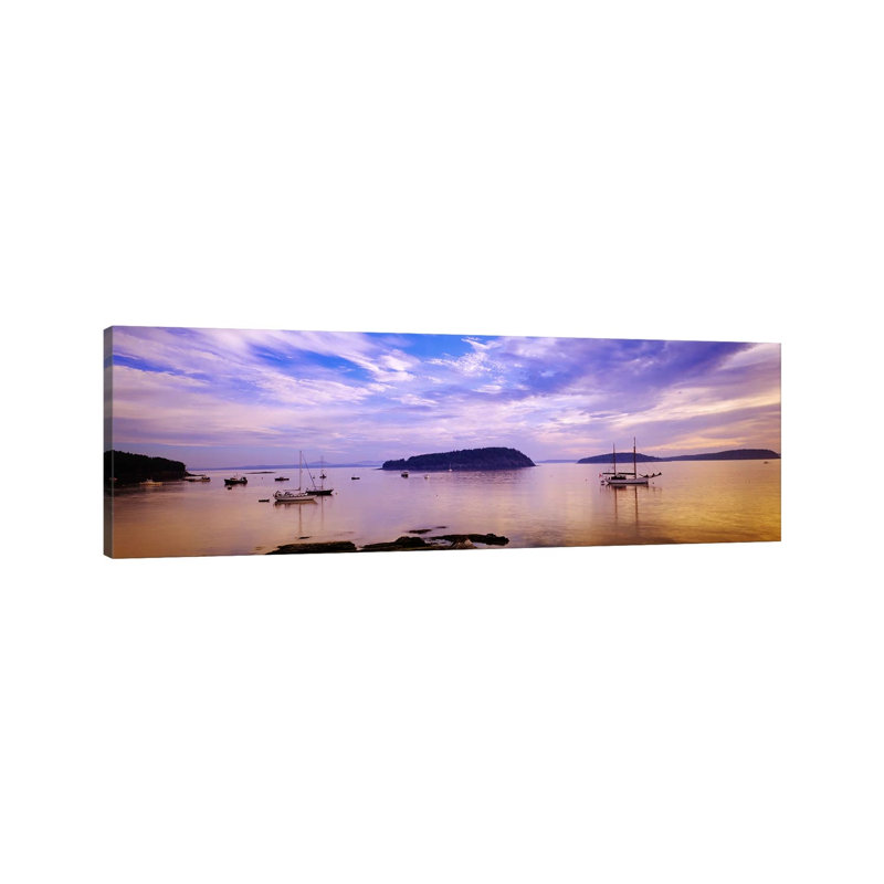 Frenchman Bay At Twilight, Hancock County, Maine, USA - Wrapped Canvas Panoramic Print, 30.48 cm H x 91.44 cm W x 1.91 cm D