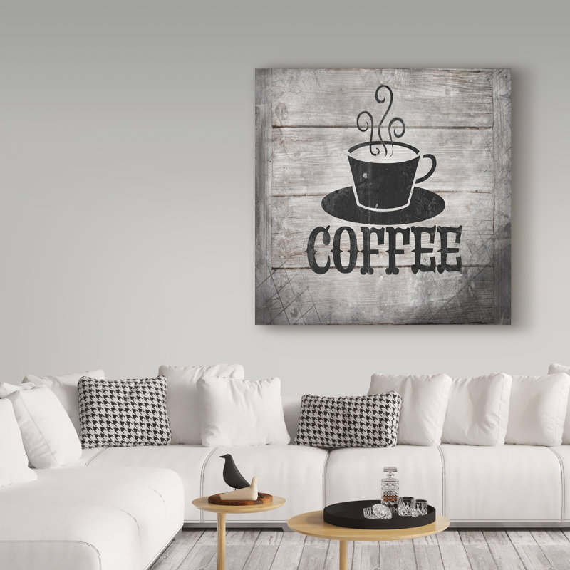 Impression d’art graphique sur toile tendue café, H 14 po x l 14 po x P 2 po