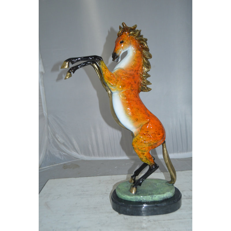 Juhl Horse on a Marble Base Bronze Statue -  Size: 20"L x 8"W x 27"H.