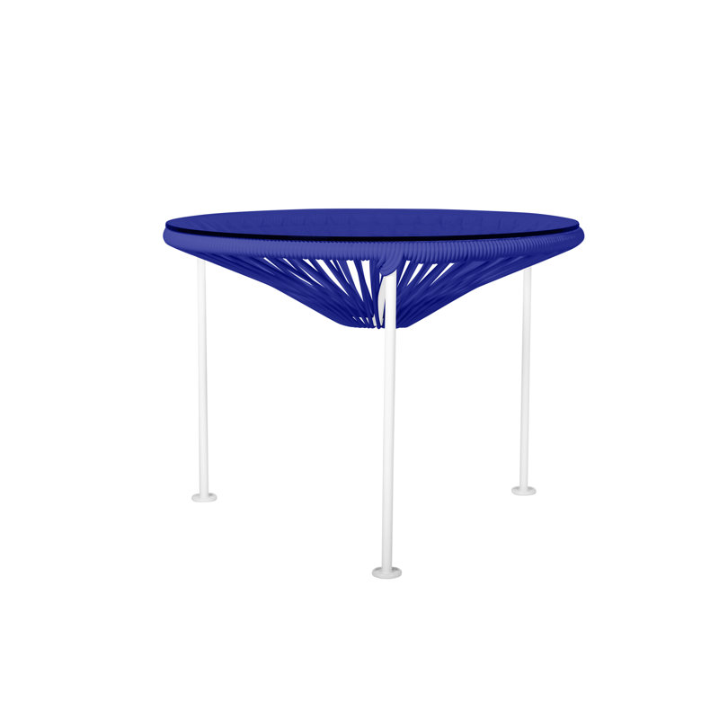 Zicatela Indoor Handmade Coffee Table, Deep Blue, White