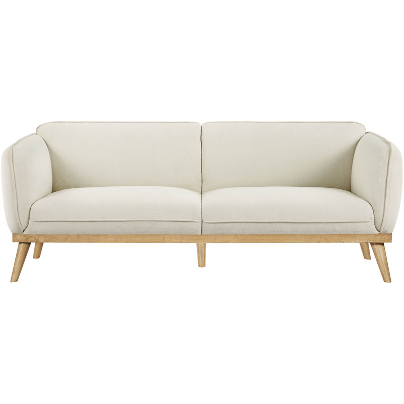 Canapé à accoudoirs carrés 82 po Nolita, Tissu crème bouclé