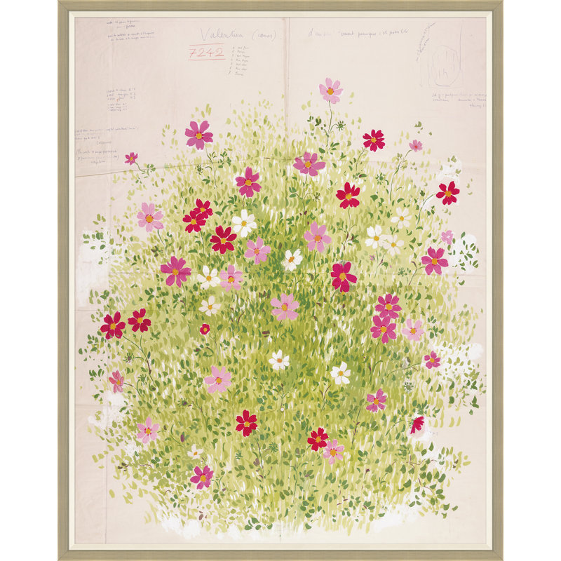 Printemps par Paule Marrot - impression, H 54 po x l 43 po x P 1,25 po, Encadrement argenté