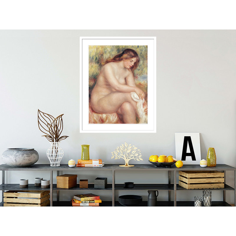 «Bather Drying Herself» par Pierre-Auguste Renoir, impression giclée sur cadre, H 41,5 po x l 32,99 po