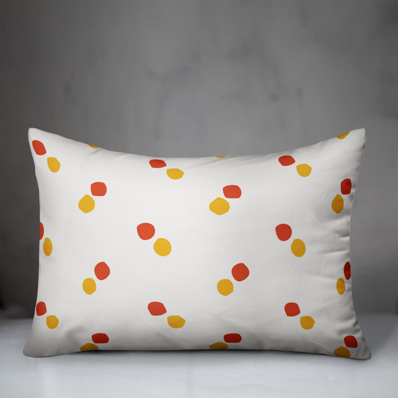 Polka Dots Reversible Throw Pillow, Red/Yellow