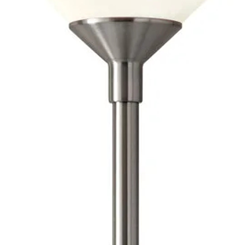 Haussman 73" Torchiere Floor Lamp with White Cone Shade, Silver