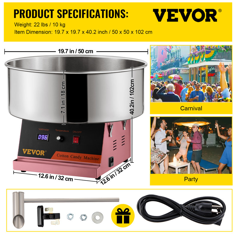 VEVOR Cotton Candy Machine, Pink