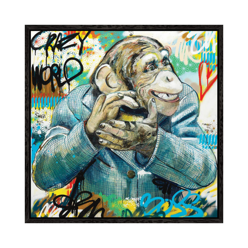 Crazy World by Vincent Richeux - Floater Frame Gallery-Wrapped Canvas Giclée on Canvas, Black Framed Canvas