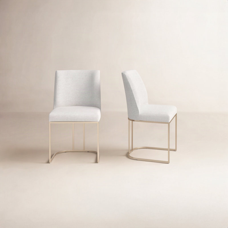Caddo 18.5" H Upholstered Side Chairs, Cream Performance Basketweave