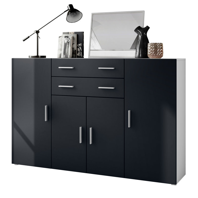 McCammon 166.5 cm W Chest of 2 Drawers, White/Matte Black