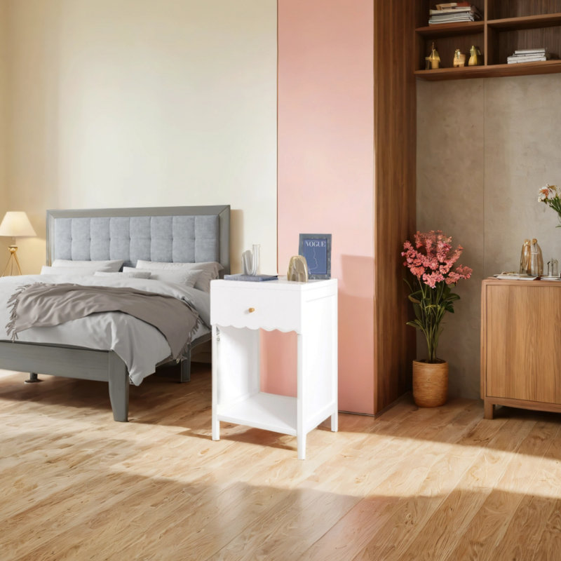 Modern Nightstand With Drawers, Compact Bedside Table