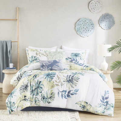 Édredon en coton pour grand lit - Literie de plante tropicale avec imprimé vibrant