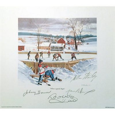Where Legends Begin Lithograph Signed by Bower, Hull, Stanley & Dionne – NHL 10" x 10" Collectible Art with COA