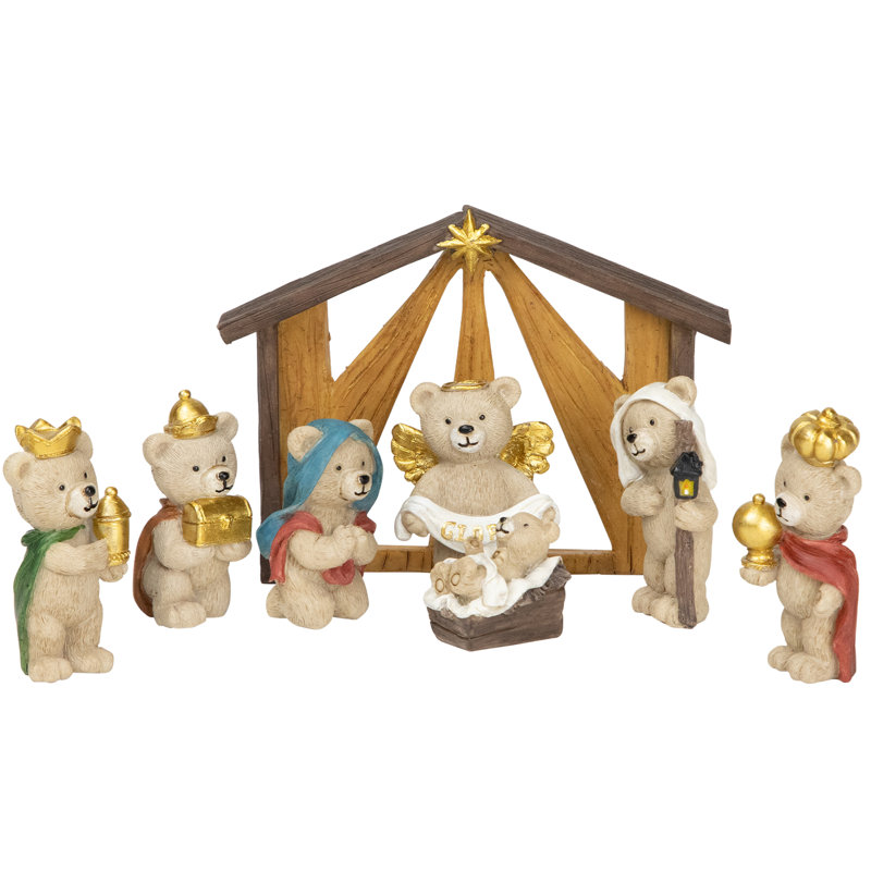 Ensemble de crèche de Noël Bears - 4,5 po - 8 pièces