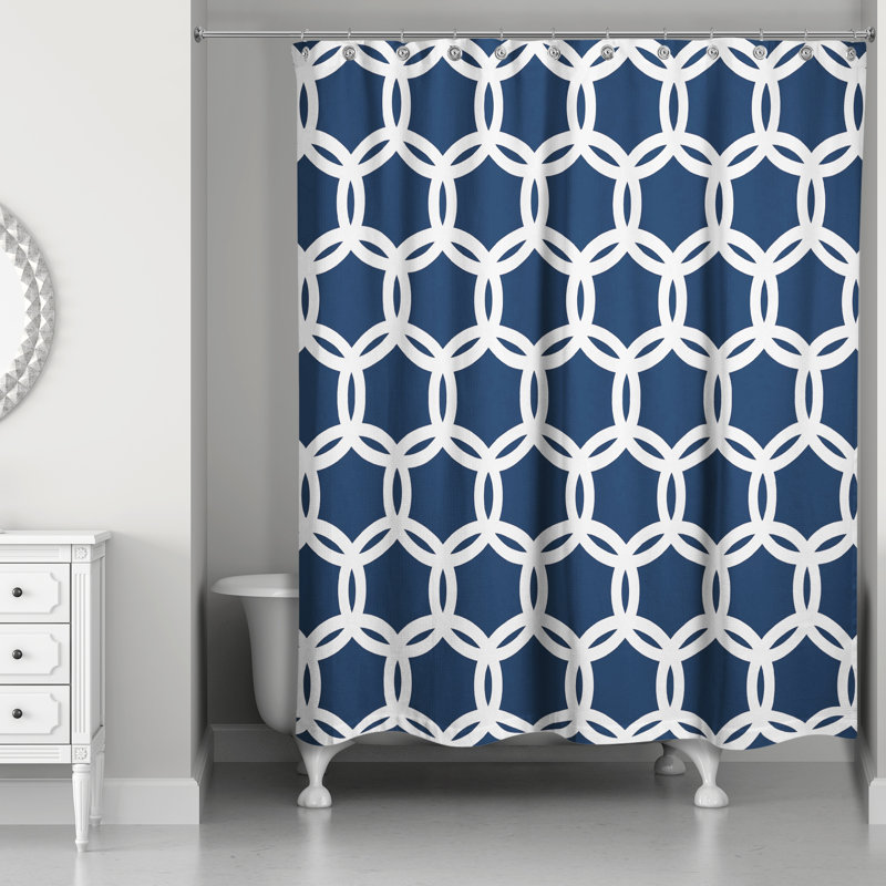 Geometric Shower Curtain, Blue/White
