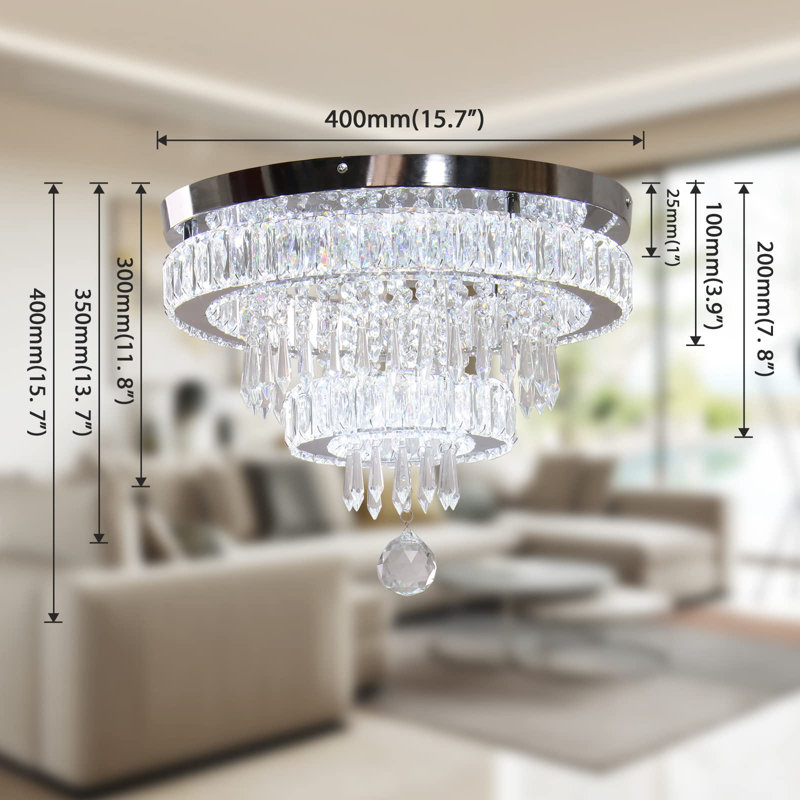 Plafonnier encastré 16 "Crystal Chandeliers