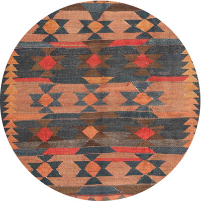 Tapis de zone orange/brun/bleu contemporaine