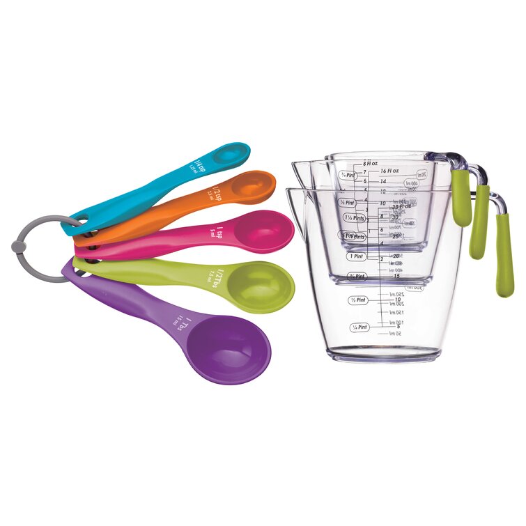 Colourworks 8-Piece Plastic Measuring Cup and Spoon Set