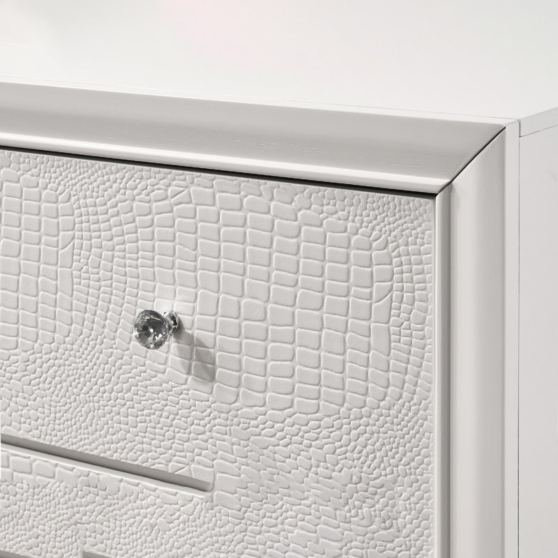 Ensemble de meubles de chambre à coucher en bois à motif de crocodile embossé à motif de crocodile blanc