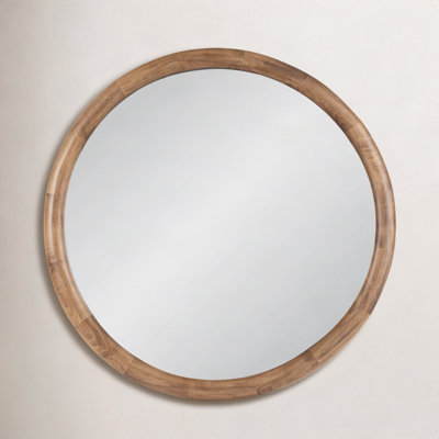 Breezewood Wooden Round Bathroom Wall Mirror