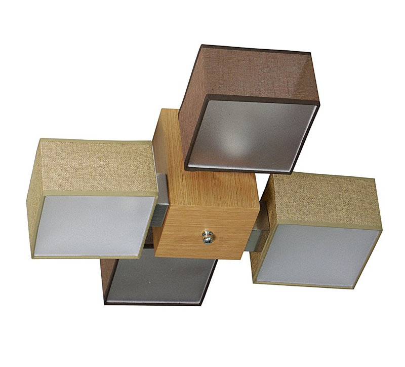 Miranda Semi Flush Mount, Teak, Dark grey and green