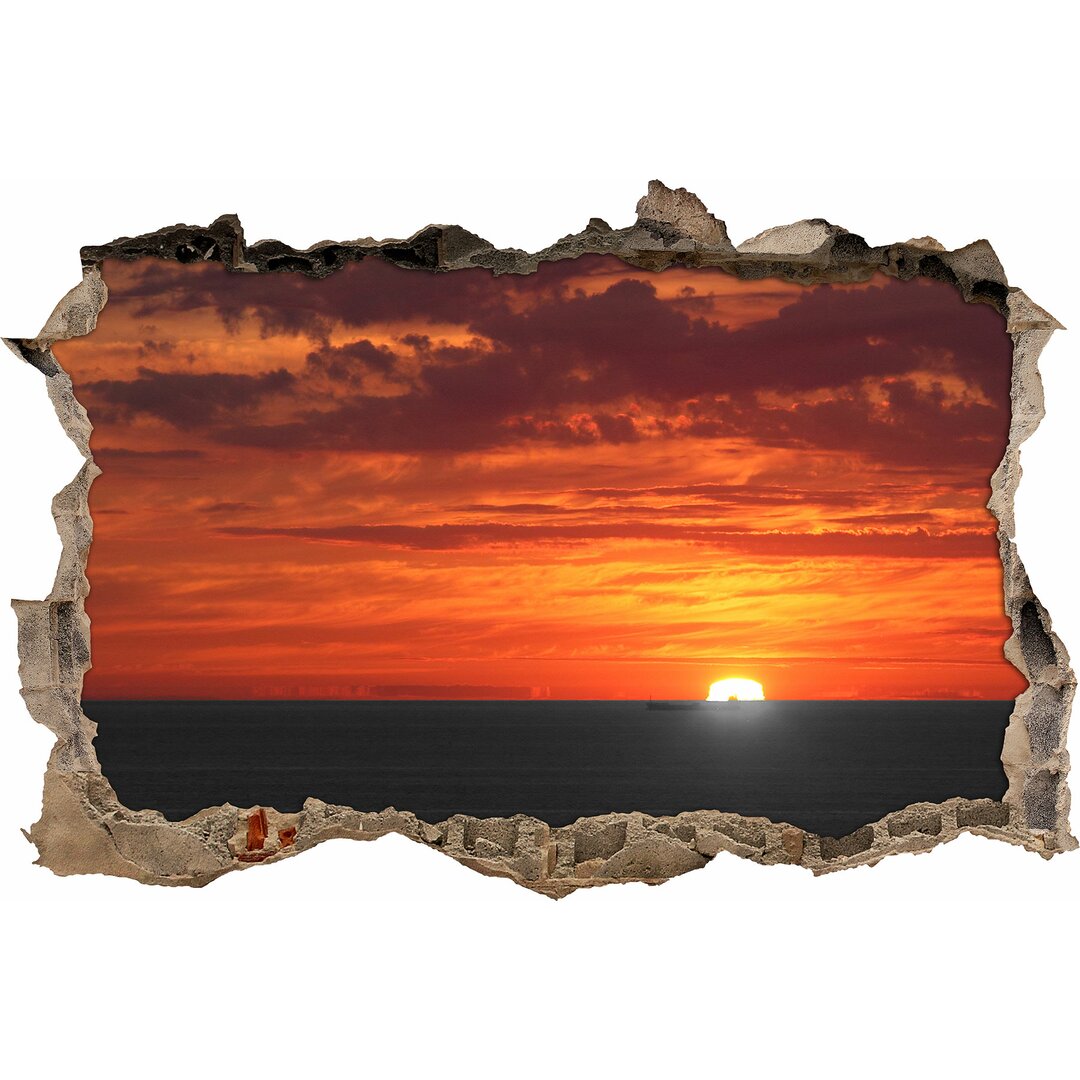 Atemberaubender Sonnenuntergang über dem Meer in Schwarz/Weiß Wandsticker