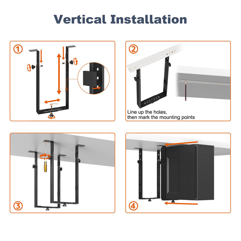 PUTORSEN Black Under Desk PC Mount for Mid & Mini-Tower Cases