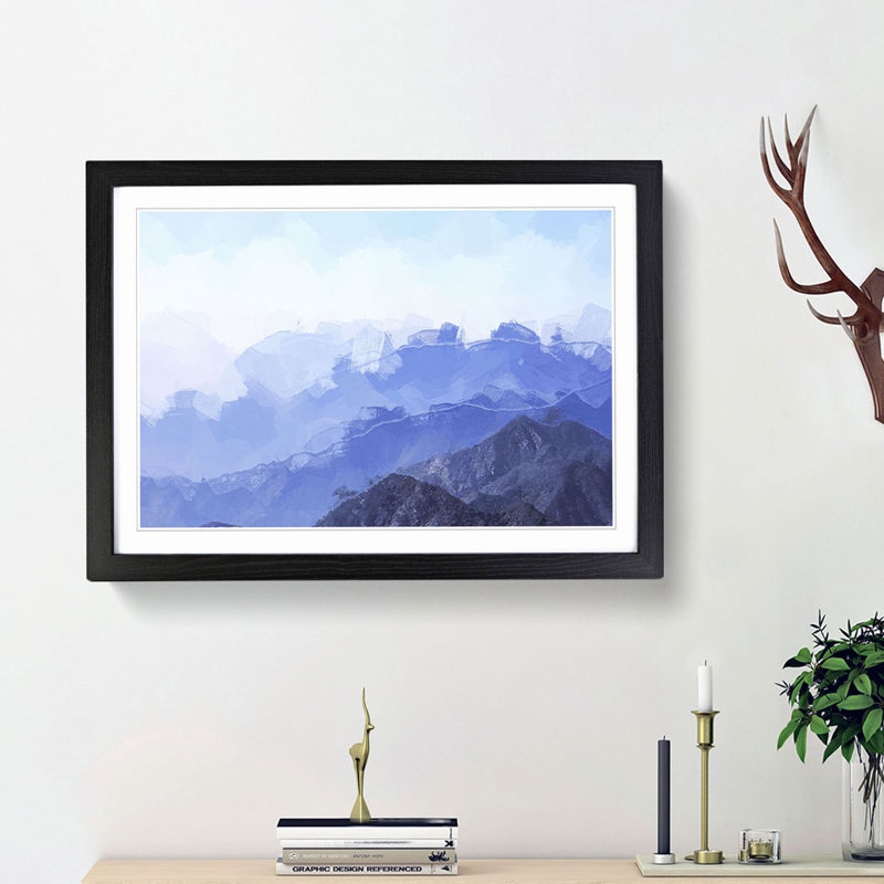 Fog over the Mountain Valleys in Abstract - Picture Frame Graphic Art Print, 27cm H x 36cm W x 2cm D, Black Framed