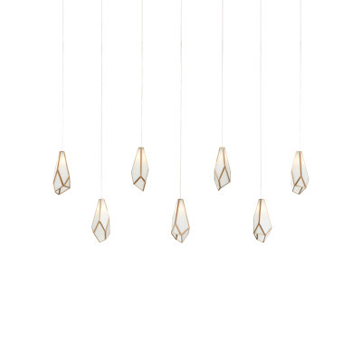Luminaire suspendu rectangulaire 7 lumières Glace White