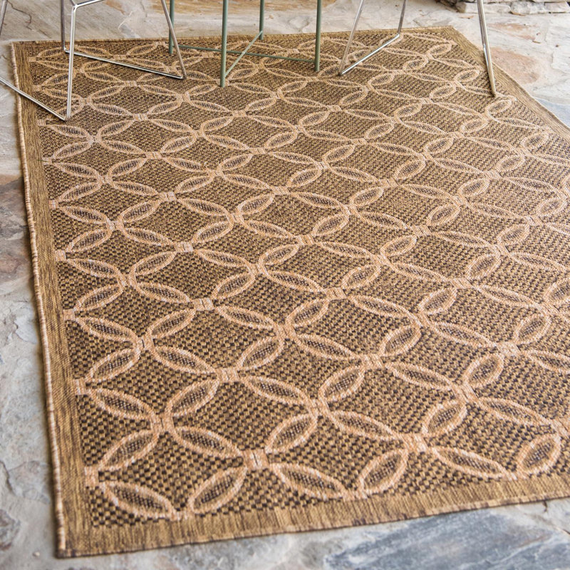 Tapis intérieur / extérieur brun clair Macrae, Rectangle 5 pi 3 po x 8 pi