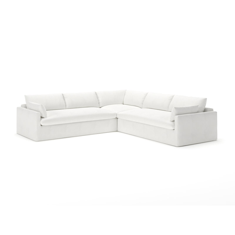 Canapé modulaire 3 pièces Luna, Blanc sergé décoloré classique